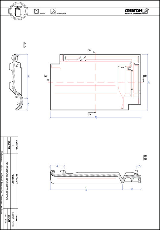 Product CAD file FUTURA ridge connection ventilating tile FALZ