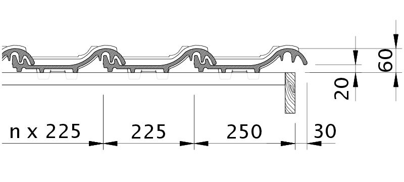 Drawing PREMION verge right with verge sheet metal and field tile OFR