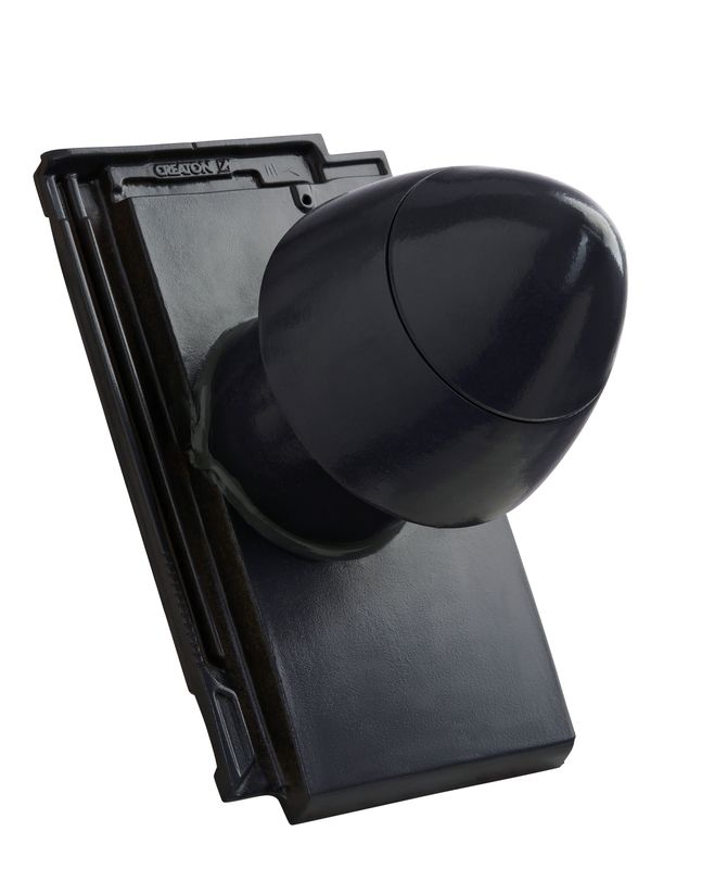 VIS SIGNUM ceramic vent pipe DN 125 mm with screw-on hood, incl. sub-roof connection adapter