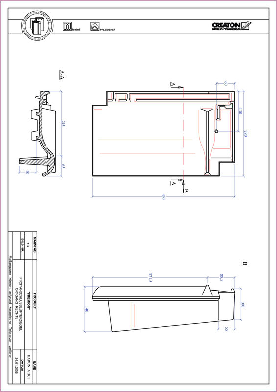 Product CAD file PREMION ridge connection ventilator verge right FALOGR