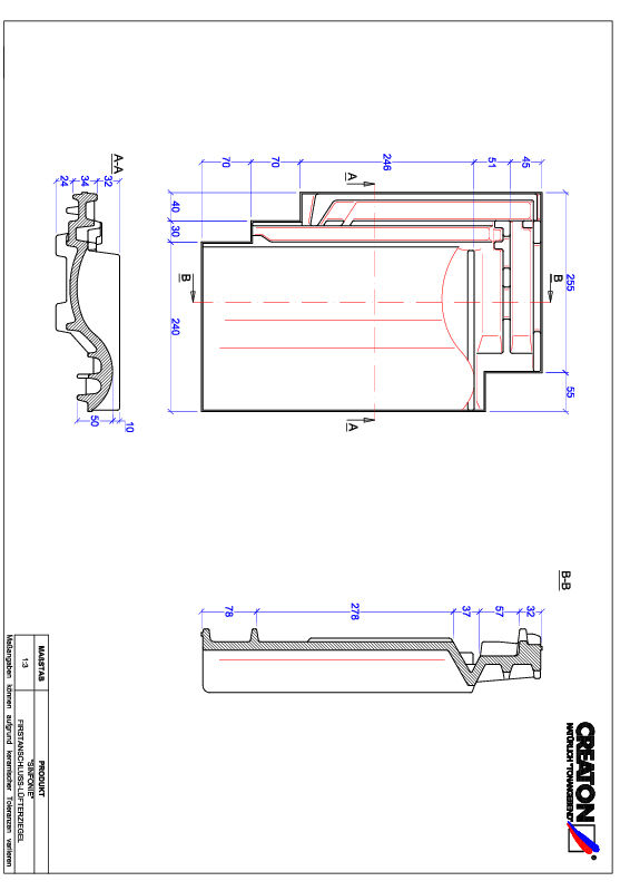 Product CAD file SINFONIE ridge connection ventilating tile FALZ