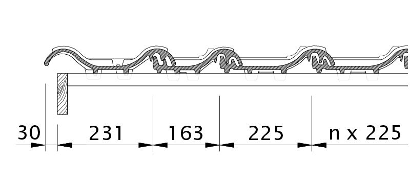 Drawing PREMION verge left with verge sheet metal and double roll ODL