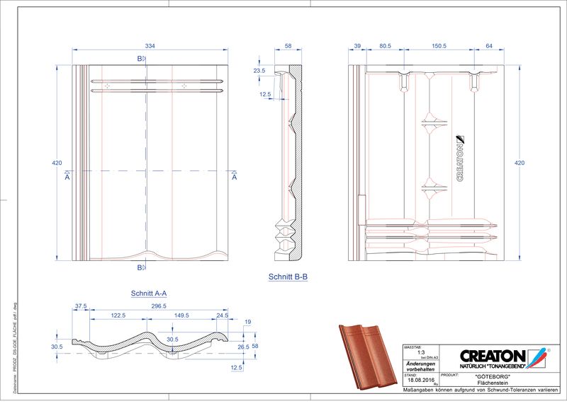Product CAD file GÖTEBORG dakpan Flaechenstein
