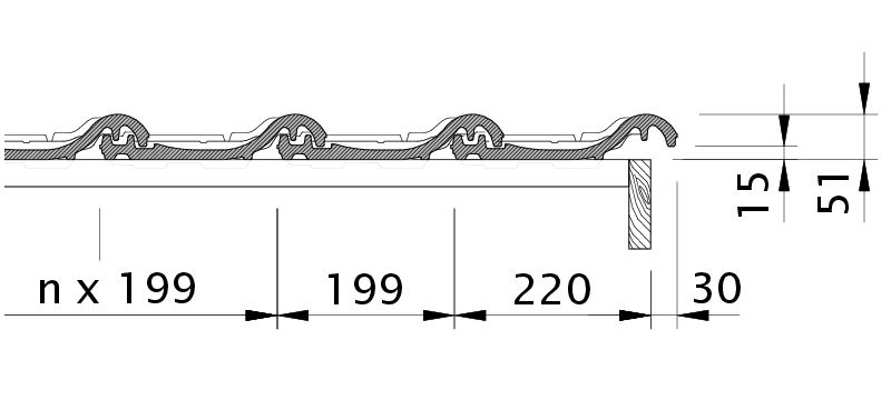 Drawing HARMONIE verge right with verge sheet metal and field tile OFR