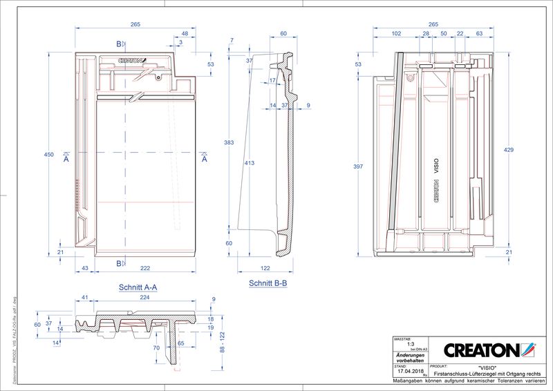Product CAD file VISIO ridge connection ventilator verge right FALOGR