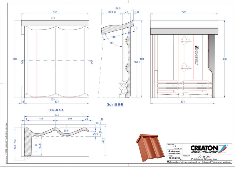 Product CAD file GÖTEBORG chaperonpan gevelpan links beton PultOGL