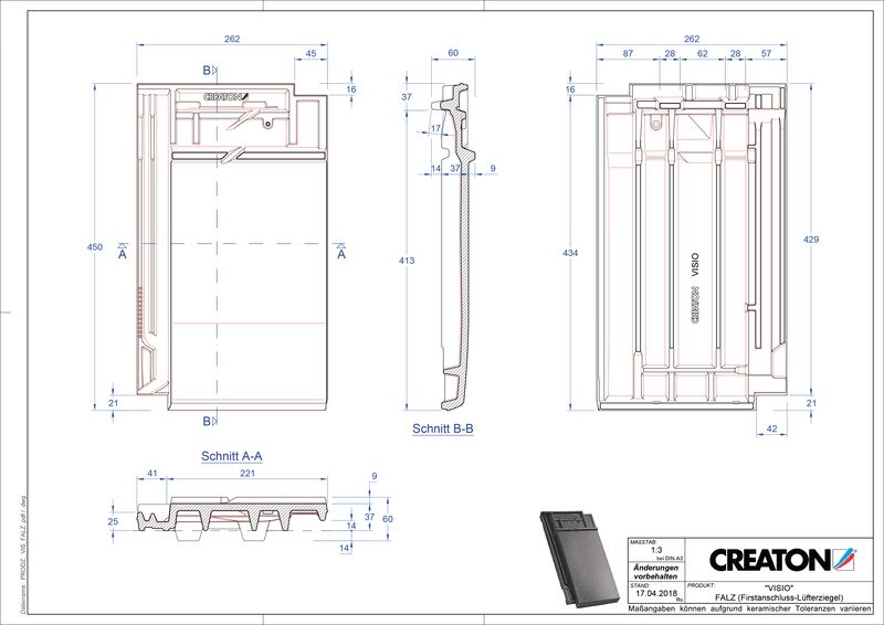 Product CAD file VISIO ridge connection ventilating tile FALZ