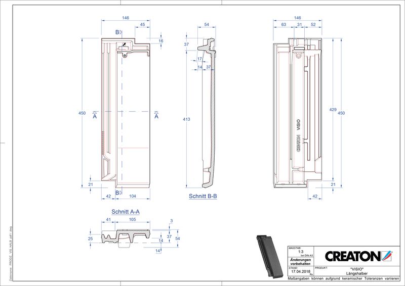 Product CAD file VISIO half-width tile LH